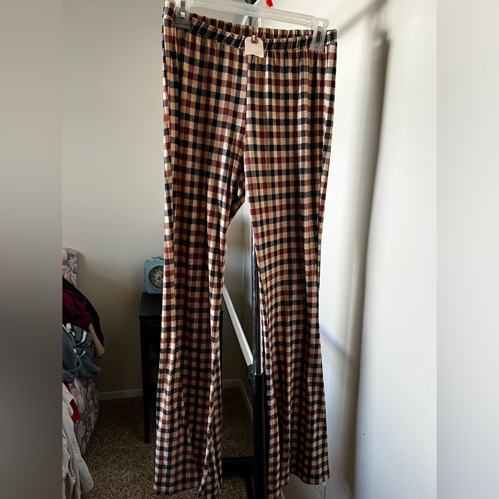 Flare plaid pants